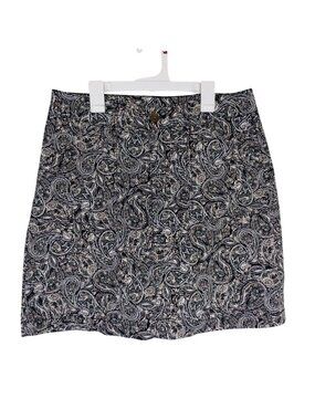 Croft & Barrow Womens Stretch Paisley Print Skort Size 10 Black & Beige